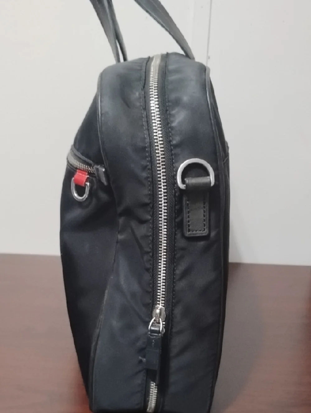 TUMI Black Ballistic Nylon Slim Laptop Briefcase with Leather Trim